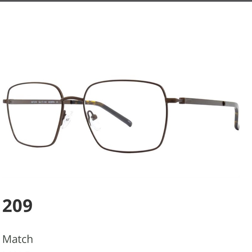 Match Square Metal Eyeglass Frames in Dark Brown